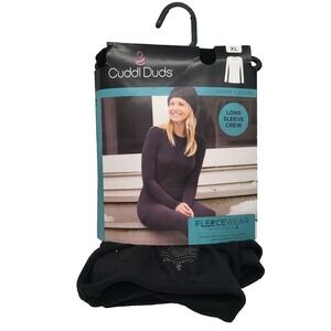 Cuddl Duds Fleecewear Stretch Long Sleeve Crew Top Black XL NWT